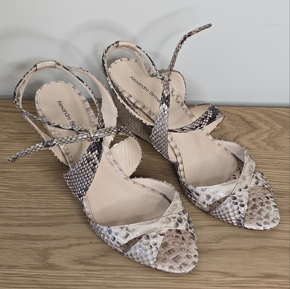 Alexandre Birman Women's Genuine Snake Skin Wedge Sandals Size 11 - Picture 3 of 11